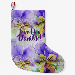 Viola Watercolor Blume Blumenkohl Liebe Strumpf Kleiner Weihnachtsstrumpf