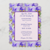 Viola Watercolor Blume Floral Wedding Einladung (Vorne/Hinten)