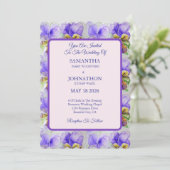 Viola Watercolor Blume Floral Wedding Einladung (Stehend Vorderseite)