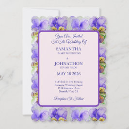 Viola Watercolor Blume Floral Wedding Einladung