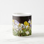Violas in einem Steintrog. Kaffeetasse (Mittel)