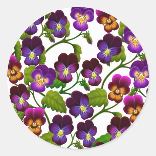 Violas und Stiefmütterchens Floral Runder Aufkleber (Vorderseite)
