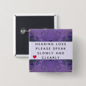 Violet Abstract Heart Hearing Loss 2 Inch Button (Vorne & Hinten)