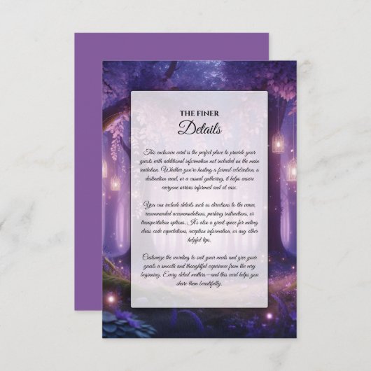 Violet am bezaubernden Wald Mitternacht Begleitkarte (Vorne/Hinten)