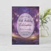 Violet am Mitternachtswald zum Geburtstag Einladung (Stehend Vorderseite)