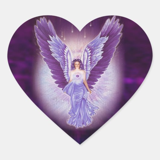 Violet Amethyst Angel Heart Stickers (Vorderseite)