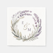 Violet and Sage Floral Wreath Wedding Napkin Serviette (Vorderseite)