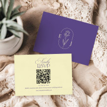Violet and Yellow Minimalist Wedding QR Code