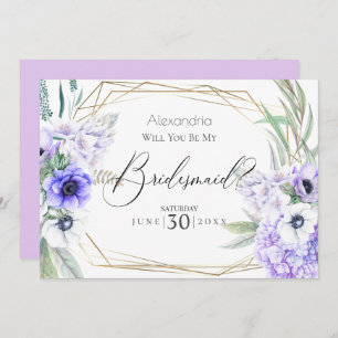 Violet Anemone Blume werden Sie meine Bridesmaid s Einladung
