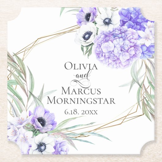 Violet Anemone Floral Bouquet Luncheon Untersetzer (Vorderseite)