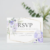 Violet Anemone Floral Wedding RSVP Einladung (Stehend Vorderseite)