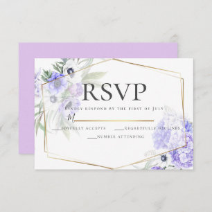 Violet Anemone Floral Wedding RSVP Einladung
