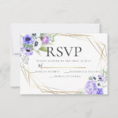 Violet Anemone Floral Wedding RSVP Einladung (Vorderseite)