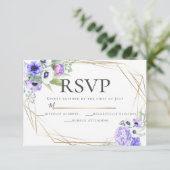 Violet Anemone Floral Wedding RSVP Einladung (Stehend Vorderseite)
