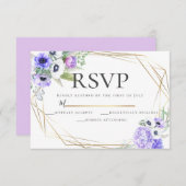 Violet Anemone Floral Wedding RSVP Einladung (Vorne/Hinten)