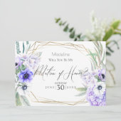 Violet Anemones wirst du meine Ehrenmatrone sein Einladung (Stehend Vorderseite)