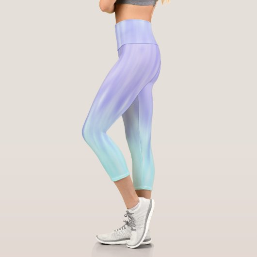 Violet Aqua Blue Pastel Gradient Ombre Chic Capri Leggings (Links)