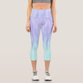 Violet Aqua Blue Pastel Gradient Ombre Chic Capri Leggings (Vorderseite)