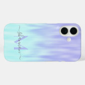Violet Aqua Blue Pastel Ombre Chic Script Monogram Case-Mate iPhone Hülle (Rückseite (Horizontal))