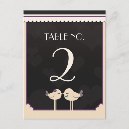 Violet Aquamarin Love Birds Tischnummer Card (Vorderseite)