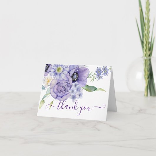 Violet Aquarell floral danke Karte (Vorderseite)