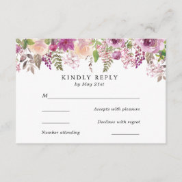 Violet-Aquarellfarben-Blume mit RSVP-Karte RSVP Karte
