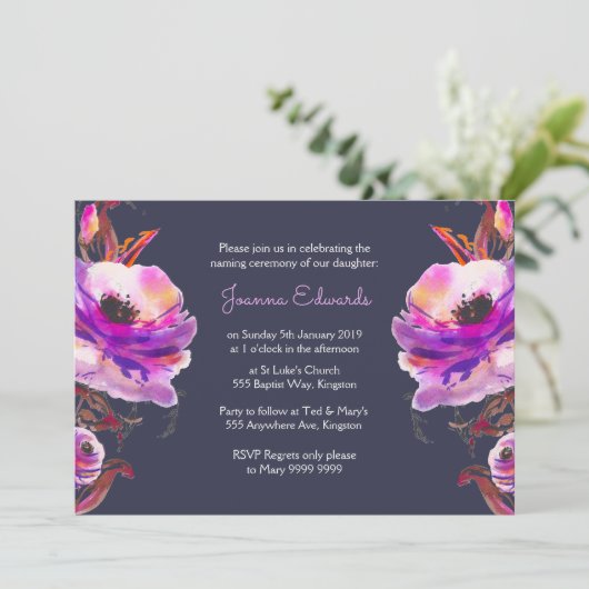 Violet-Aquarellpfeifen - Feierliche Beauftragung Einladung (Stehend Vorderseite)