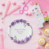 Violet Aster Floral Botanischer Geburtstag Pappteller (Party)