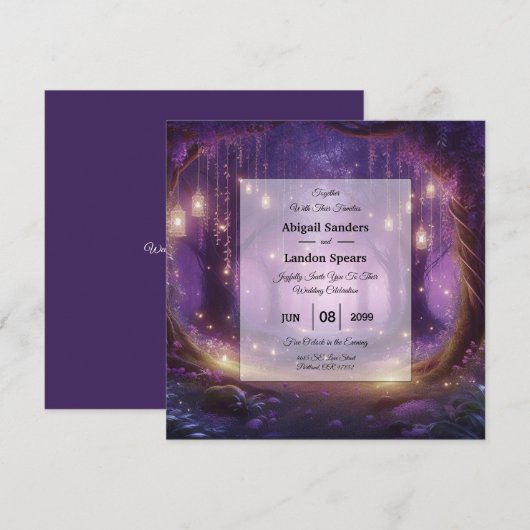 Violet auf der Waldhochzeit um Mitternacht Einladung (Vorne/Hinten)
