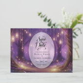 Violet auf der Waldhochzeit um Mitternacht Save The Date (Stehend Vorderseite)