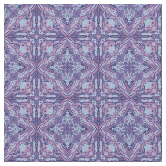 Violet Azulejo Spanish Tile Stoff (Nahaufnahme)