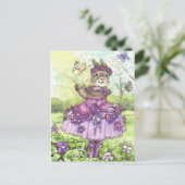 Violet Ballerina Bunny niedliche Postkarte (Stehend Vorderseite)
