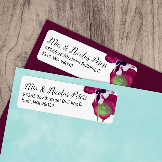 Violet, Berry Pink Pansy Wedding Address
