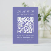Violet Big QR Code Einfache kalligraphische Hochze RSVP Karte (Stehend Vorderseite)