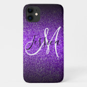 Violet Black Glitzer Ombre Personalisiert Case-Mate iPhone Hülle (Rückseite)