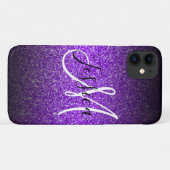 Violet Black Glitzer Ombre Personalisiert Case-Mate iPhone Hülle (Rückseite (Horizontal))