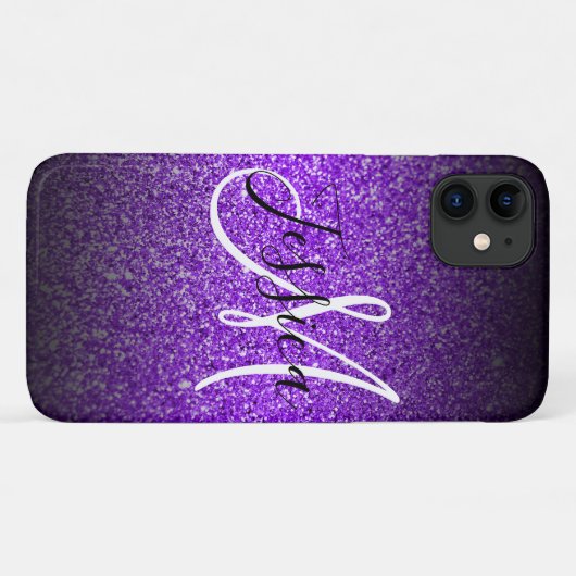 Violet Black Glitzer Ombre Personalisiert Case-Mate iPhone Hülle (Rückseite (Horizontal))