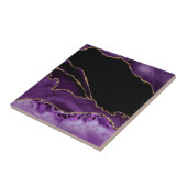 Violet Black Marble Agate Dark Glamour Golden Fliese (Seite)