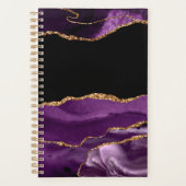 Violet Black Marble Agate Glam Golden Glitzer Planer (Vorderseite)