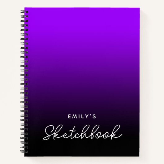 Violet Black Ombre Personalisiert Sketchbook Notizblock (Vorderseite)
