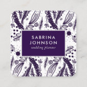 Violet Blätter Blume Polka Punkte Muster Quadratische Visitenkarte (Vorderseite)