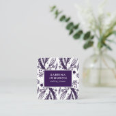 Violet Blätter Blume Polka Punkte Muster Quadratische Visitenkarte (Stehend Vorderseite)