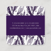 Violet Blätter Blume Polka Punkte Muster Quadratische Visitenkarte (Rückseite)