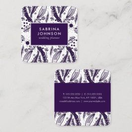 Violet Blätter Blume Polka Punkte Muster Quadratische Visitenkarte