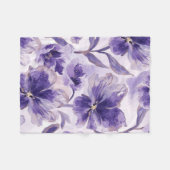 Violet Blooms Watercolor Purple Flowers Painted Fleecedecke (Vorderseite (Horizontal))
