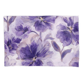 Violet Blooms Watercolor Purple Flowers Painted Kissenbezug