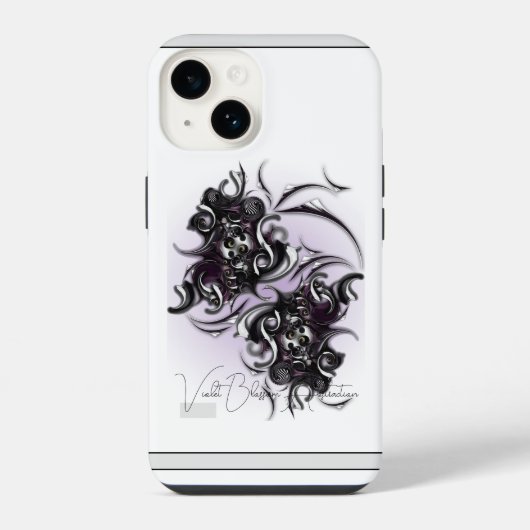 "Violet Blossom Abstraction", Apple iPhone 14 Fall Hülle (Rückseite)
