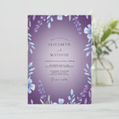 Violet Blossom Vine Hochzeit Einladung (Stehend Vorderseite)