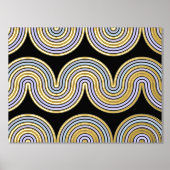 Violet Blue Abstrakt Wave Lines Art Muster Gold Foliendrucke (Vorderseite)