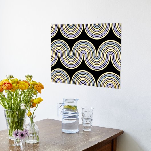 Violet Blue Abstrakt Wave Lines Art Muster Gold Foliendrucke (Ablage(Küche))